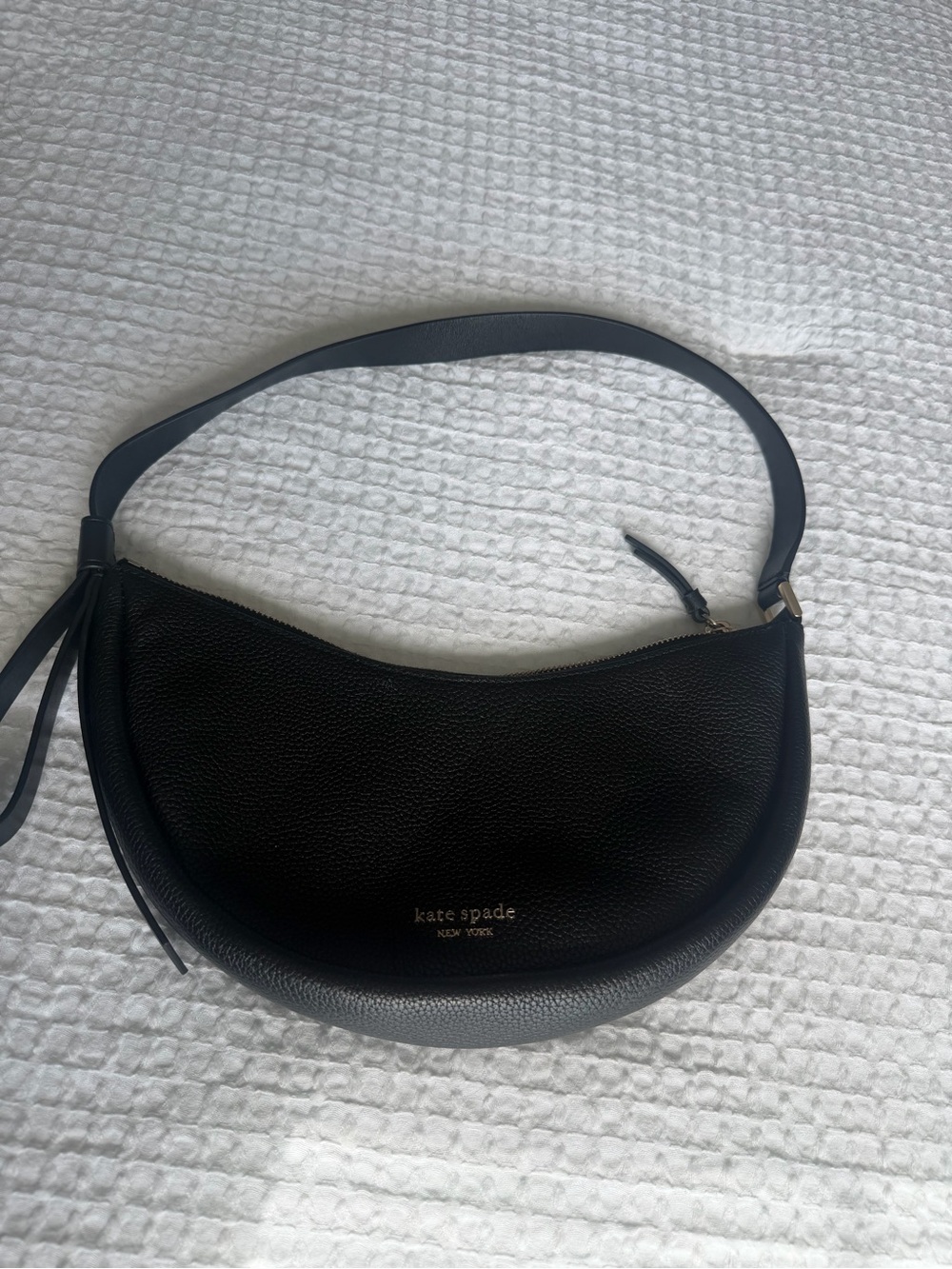 kate spade Black Pebbled Leather Crescent Shoulder Bag
